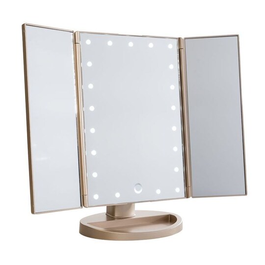 UNIQ Trifold Hollywood Spejl LED Lys - Rosegold | Elgiganten