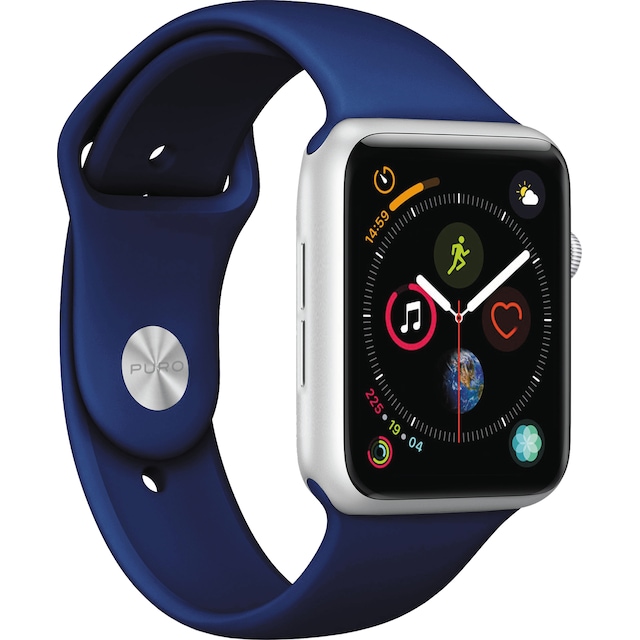 Puro Icon silikonesportsrem til Apple Watch 42-45 mm (dark blue)