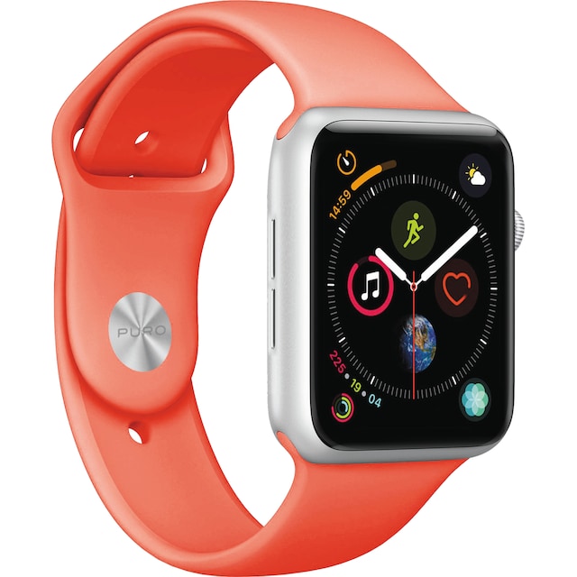 Puro Icon silikonesportsrem til Apple Watch 42-45 mm (living coral)