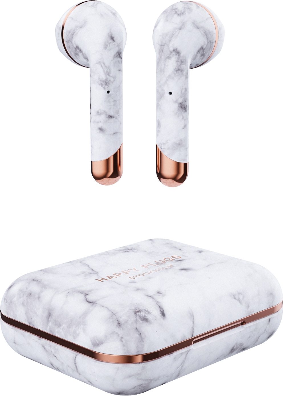 Happy Plugs Air 1 trådløse in-ear høretelefoner (white marble) | Elgiganten