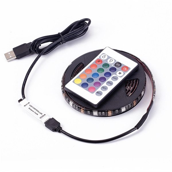 Led Kæde 5050 USB rgb farve Remote 24-knappers - 3 meter Vandtæt |  Elgiganten