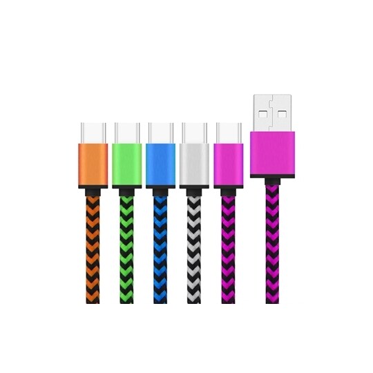 Solidt stofbeklædt Usb-kabel USB type C med metalhoved - Storpak 5 stk. i  forskellige farver | Elgiganten