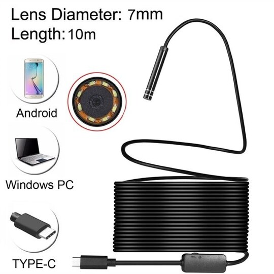Inspektionskamera USB Type-C - PC / Android - 10 meter / 7 mm | Elgiganten