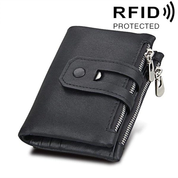 RFID Tegnebog i ægte skind med lynlås | Elgiganten