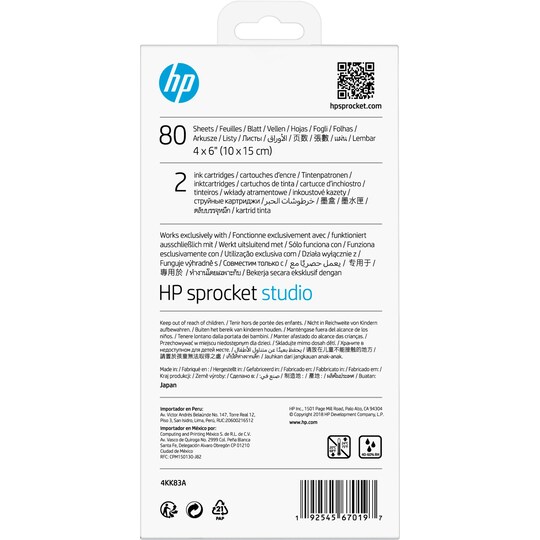 HP 4KK83A Sprocket Studio-pakke med blæk og 80 sider fotopapir | Elgiganten