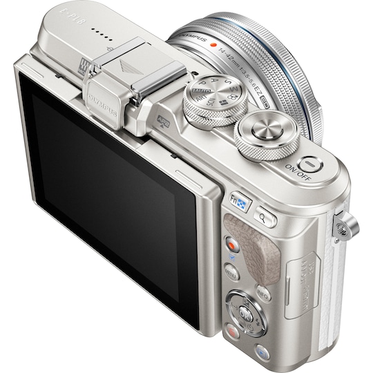 Olympus PEN E-PL8 CSC kamera + 14-42 mm pandekageobjektiv (hvid) |  Elgiganten
