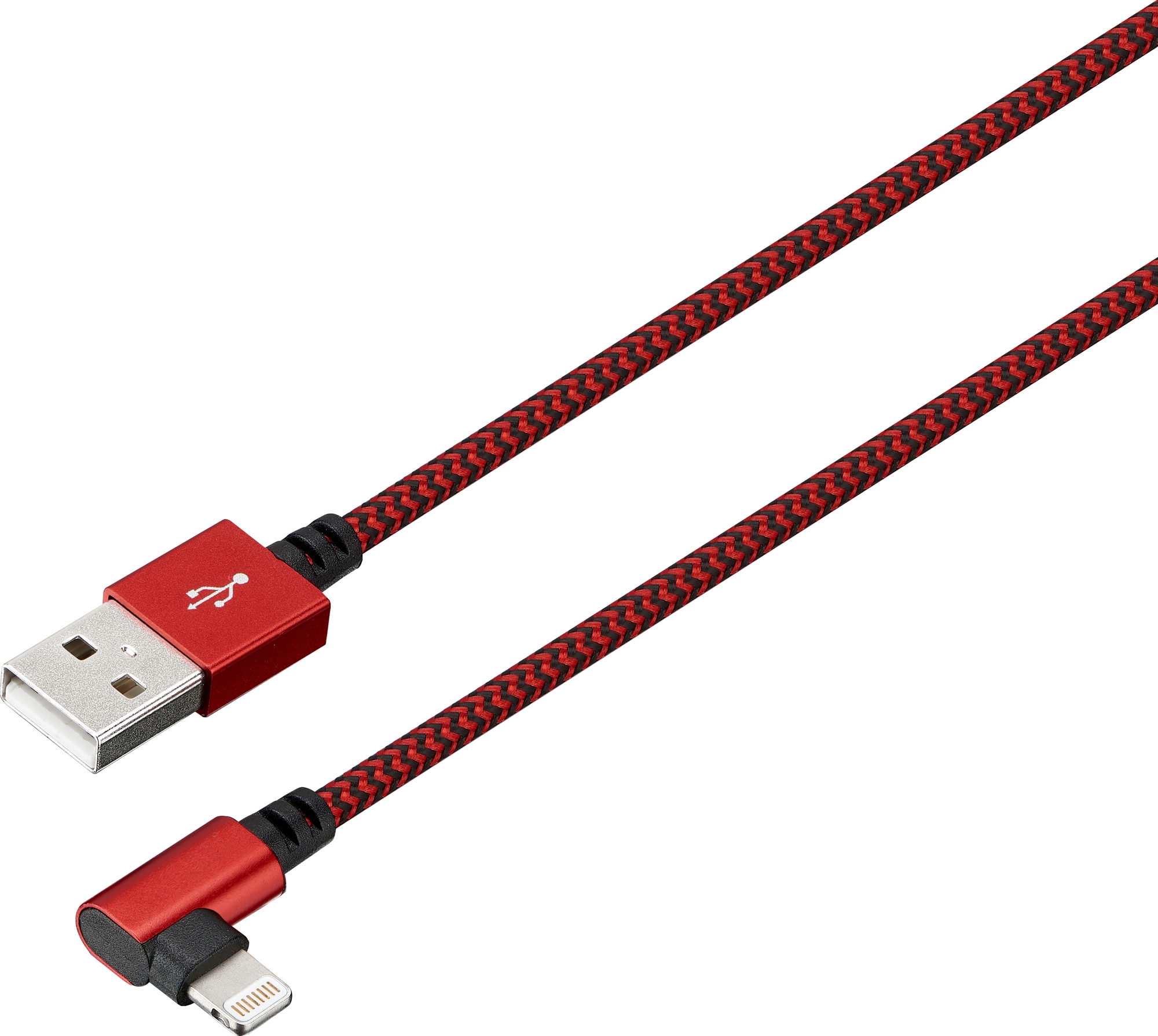 Sandstrøm flettet Lightning kabel (rød/sort) | Elgiganten