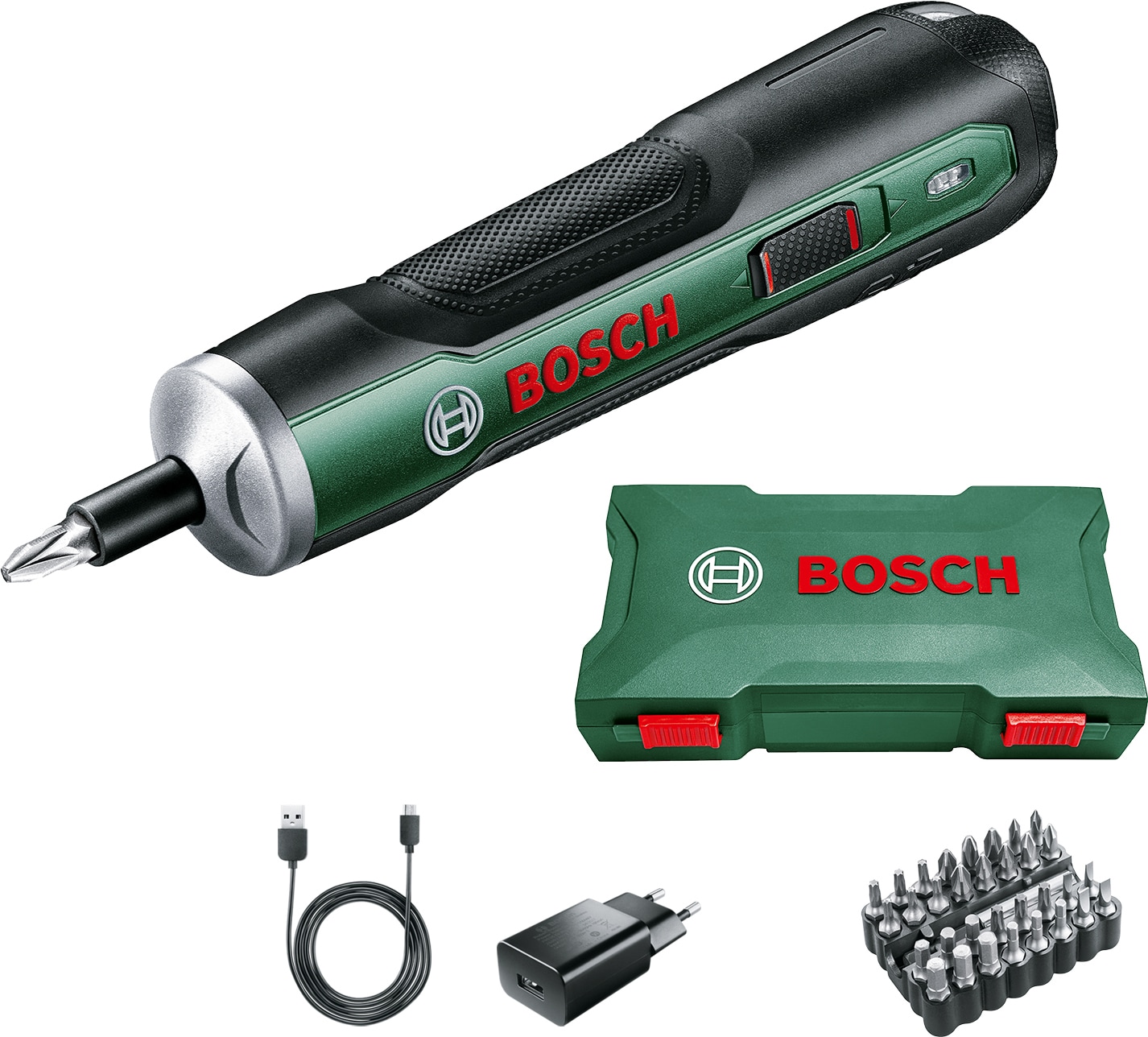 Bosch PushDrive ledningsfri elektrisk skruetrækker m/ 32-bit sæt ...