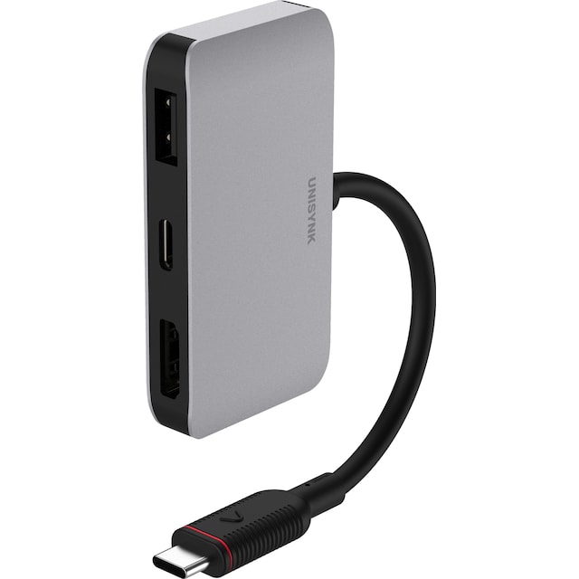 Unisynk USB-C 3 i 1 hub adapter (grå)