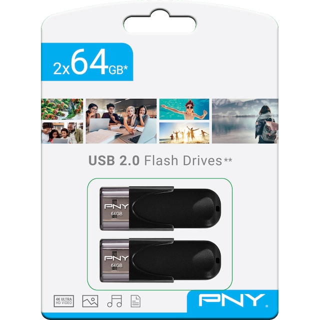PNY Attache 4 USB 2.0 USB-stik 64 GB 2-pak