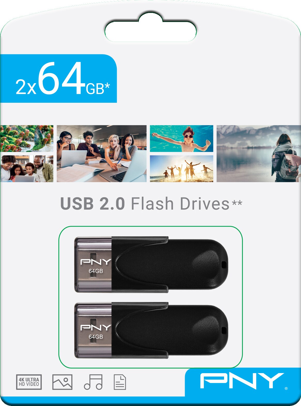 PNY Attache 4 USB 2.0 USB-stik 64 GB 2-pak | Elgiganten
