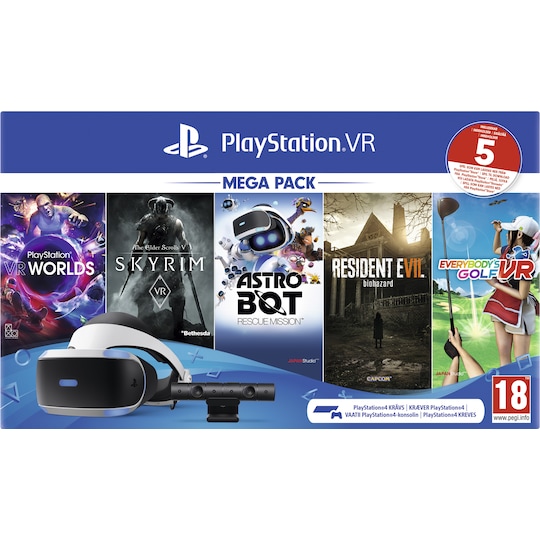 PlayStation VR Mega Pack 2: PS VR headset med kamera og 5 VR-spil |  Elgiganten