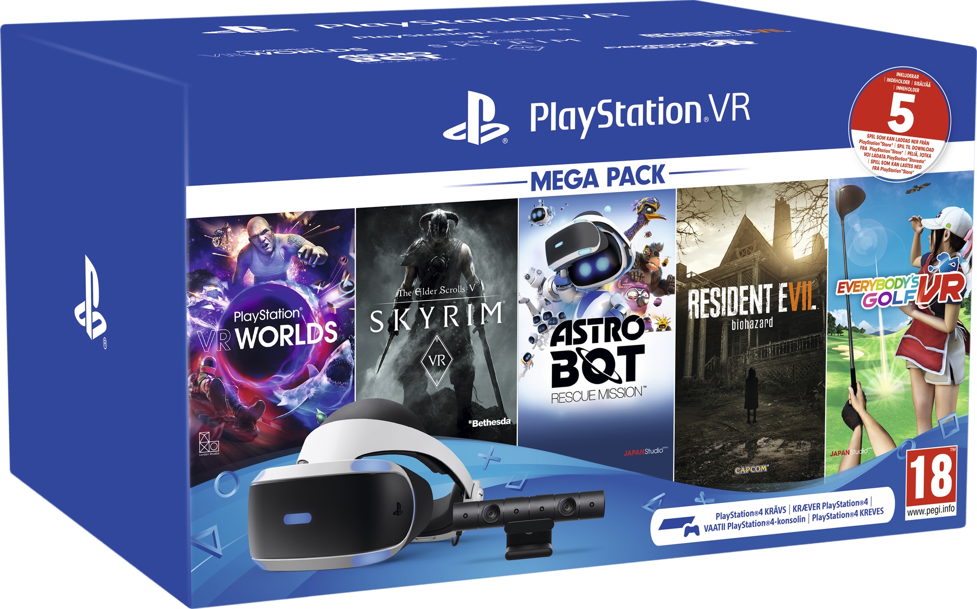 PlayStation VR Mega Pack 2: PS VR headset med kamera og 5 VR-spil |  Elgiganten