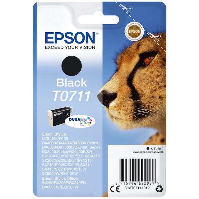 Epson blækpatron DuraBrite Ultra T071 Sort