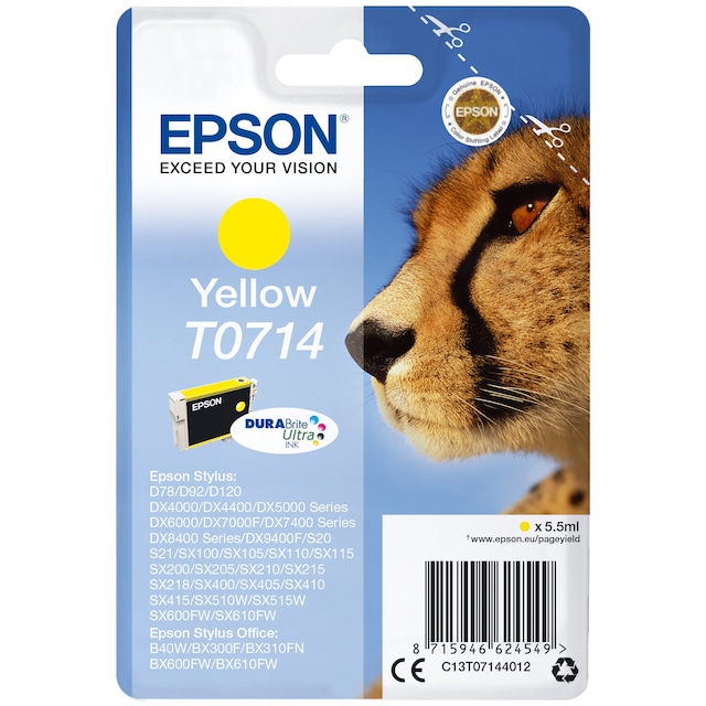 Epson blækpatron DuraBrite Ultra T071 Gul