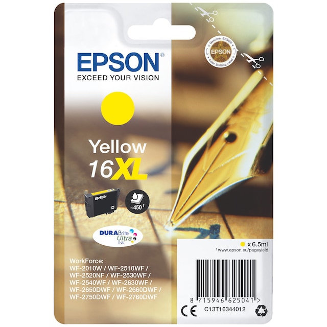 Epson blækpatron DuraBrite Ultra 16XL Gul