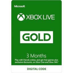 Xbox LIVE Prepaid 3 Month Gold Membership Card Download