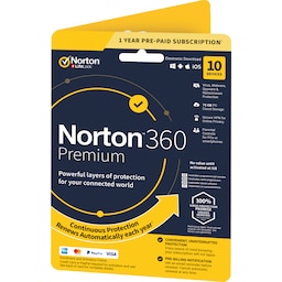 Norton 360 Premium antivirusprogram -10 enheder (online abonnement)