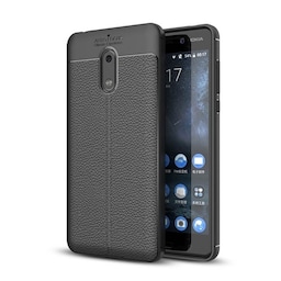Lædermønstret silicone cover Nokia 6 (TA-1021)  - sort