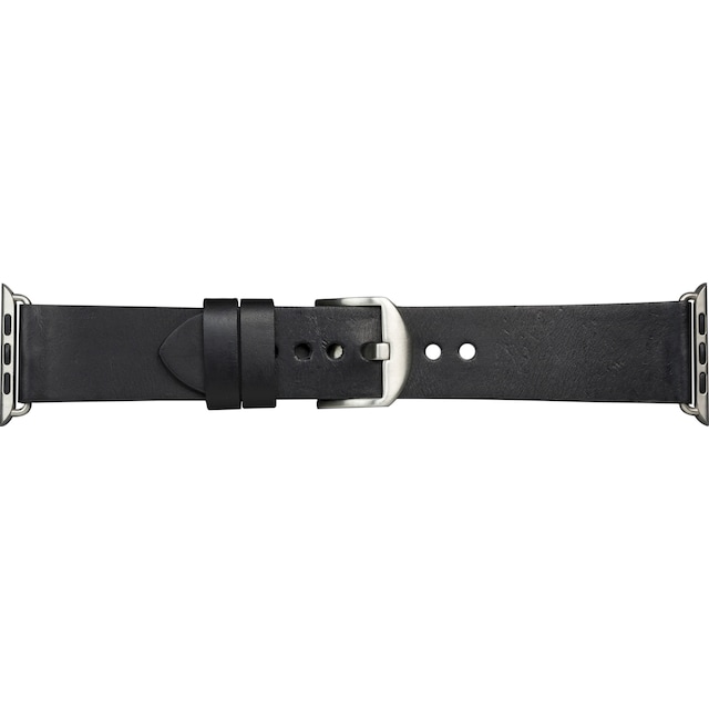 Dbramante Bornholm Apple Watch 42-45 mm læderrem (sort/sølv)