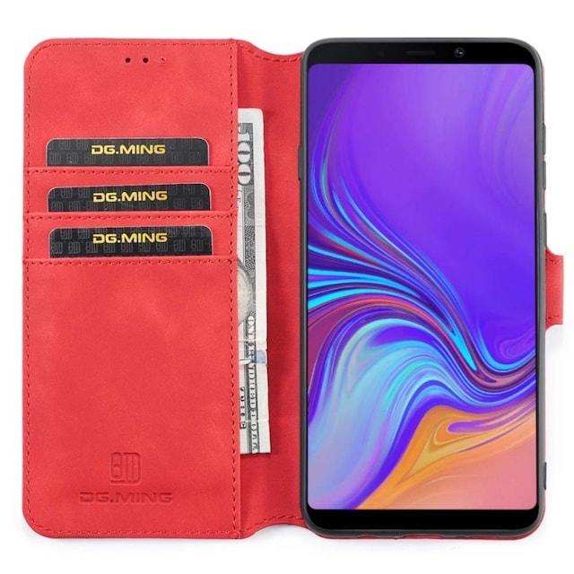 DG-Ming Wallet 3-kort til Samsung Galaxy A9 2018 (SM-A920F)  - rød