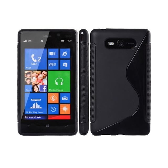 S-Line Silicone Cover til Nokia Lumia 820 (RM-825) : farve - sort