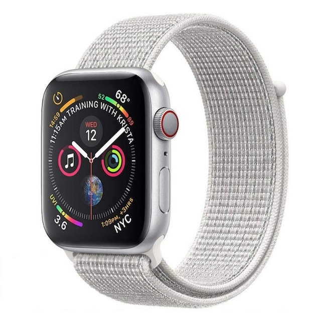 Apple Watch 4 (44mm) Nylon armbånd - Summit White