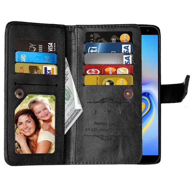 Dobbelt Flip Flexi 9-kort Samsung Galaxy J6 Plus (SM-J610F)  - sort