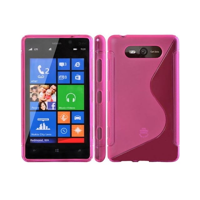 S-Line Silicone Cover til Nokia Lumia 820 (RM-825) : farve - lyserød