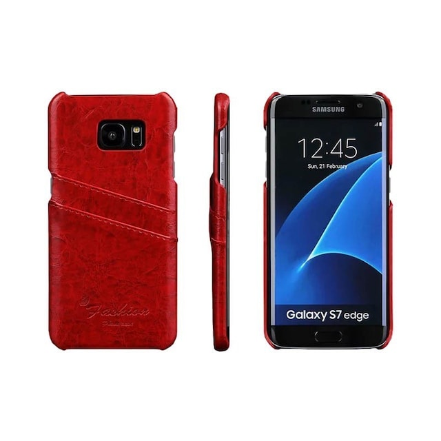 Retro Cover 2-kort Samsung Galaxy S7 Edge (SM-G935F) : farve - rød