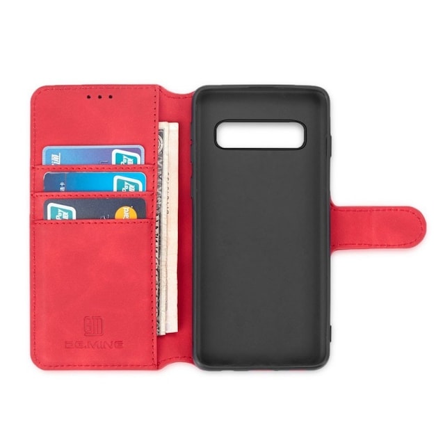 DG-Ming Wallet 3-kort til Samsung Galaxy S10 (SM-G973F)  - rød