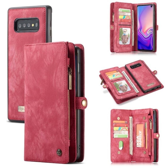 CaseMe Wallet 11-kort Samsung Galaxy S10 (SM-G973F)  - rød