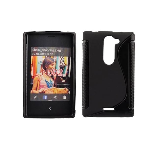 S-Line Silicone Cover til Nokia Asha 502 : farve - sort