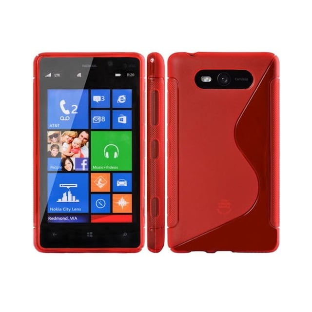S-Line Silicone Cover til Nokia Lumia 820 (RM-825) : farve - rød