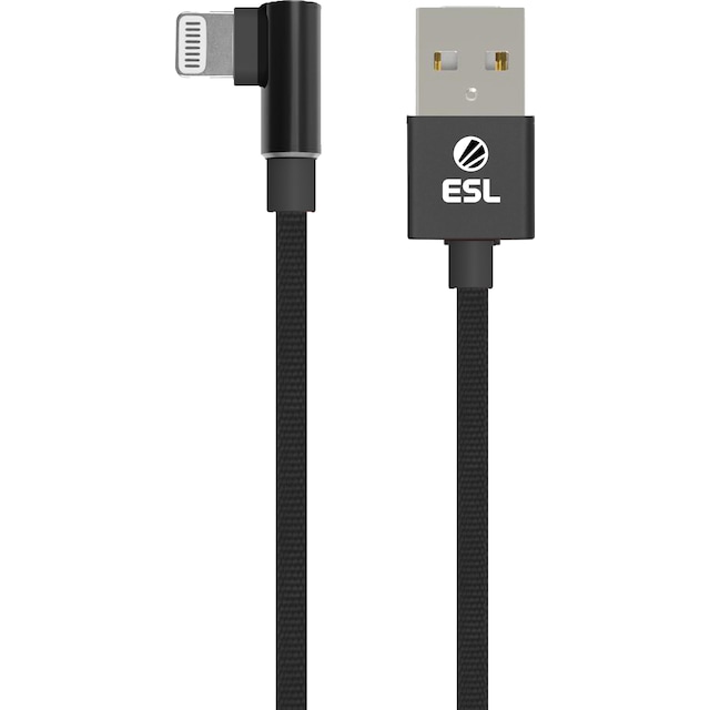 ESL USB til Lightning gaming kabel 2 m (sort)