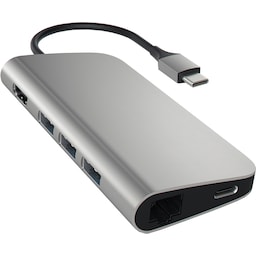 Satechi USB-C Multi-Port med Ethernet-adapter (space gray)