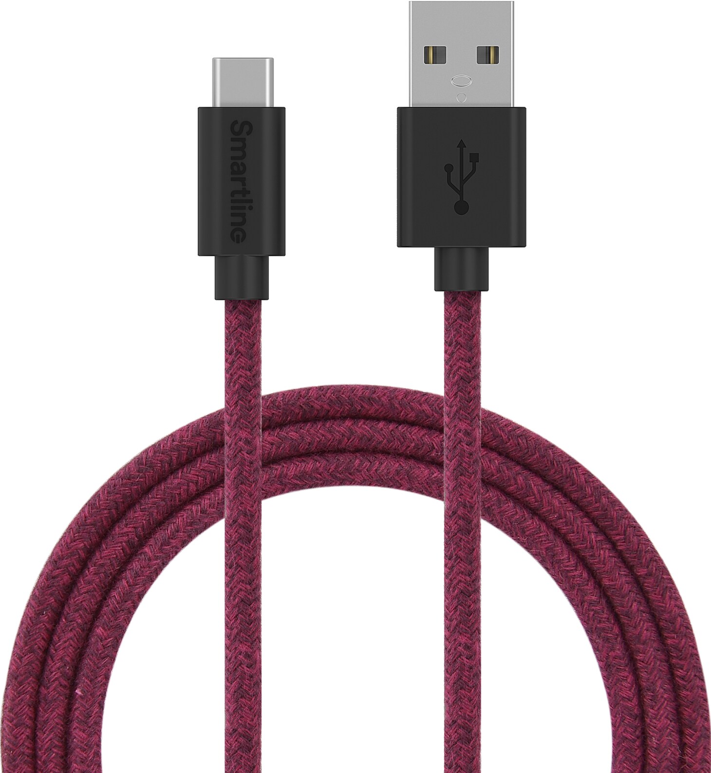 Smartline USB-A til USB-C flettet kabel 2 m (rød) | Elgiganten