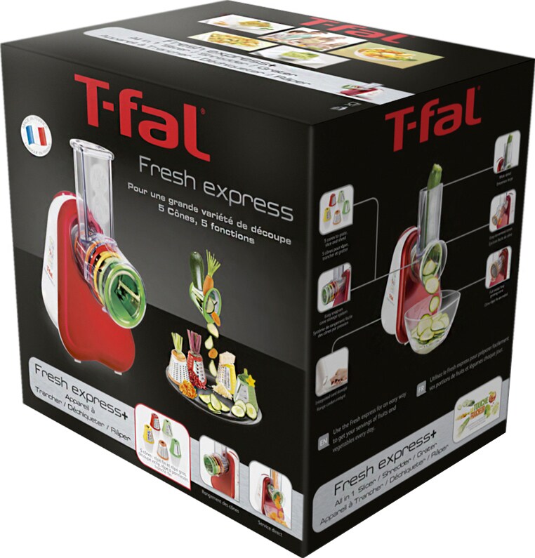 Tefal Fresh Express Plus slicer og rivejern MB755GTR (rød) - Pålægsmaskine,  kødhakker, grøntsagssnitter - Elgiganten