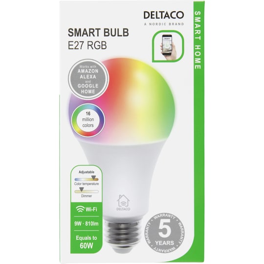 tegnebog Ambient manuskript Deltaco E27 smart-pære (RGB) | Elgiganten