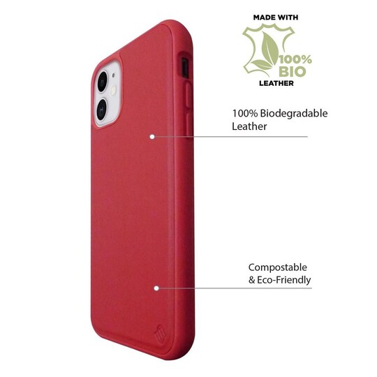 Miljøvenligt Ægte læder iPhone 11 etui -Red | Elgiganten