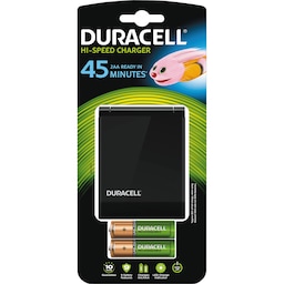 Duracell AA/AAA oplader + 4 x genopladelige batterier