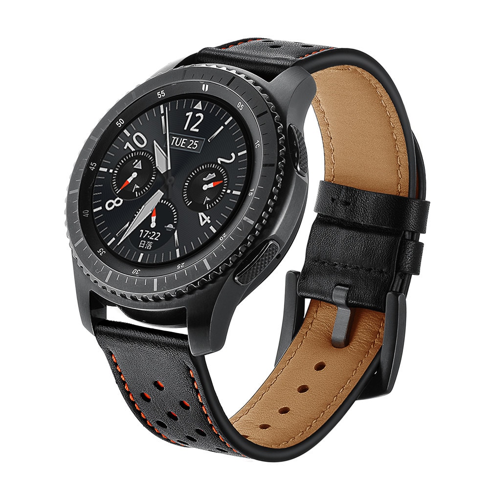 Armbånd Samsung Gear S3 Classic / S3 Frontier 22 mm læder - sort - Tilbehør  ure og wearables - Elgiganten