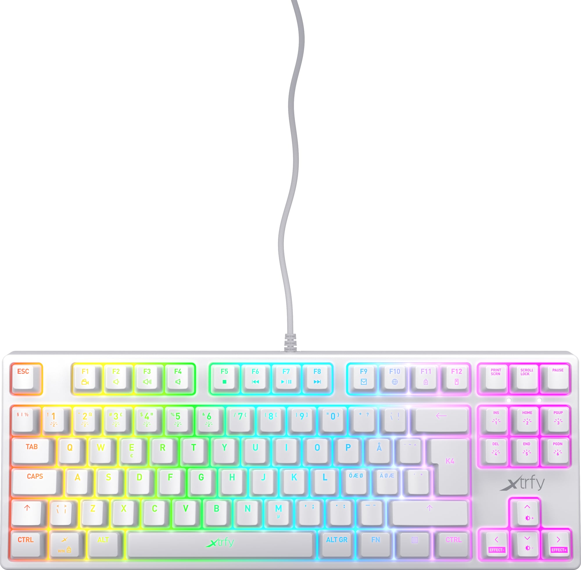vegne forhandler Anvendelse Xtrfy K4 RGB tenkeyless mekanisk tastatur (hvid) | Elgiganten