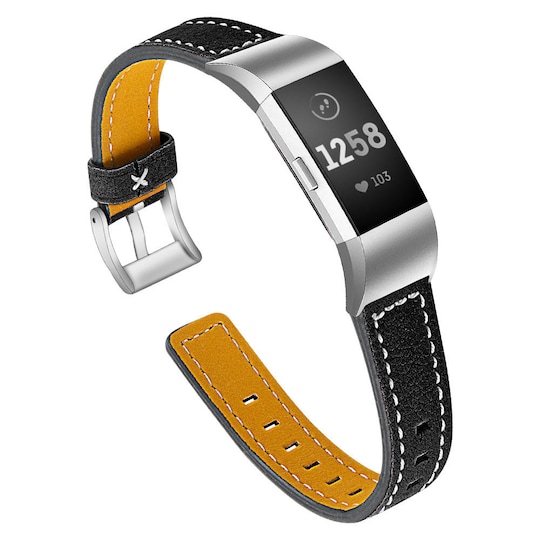 Fitbit Charge 2 armbånd læder sort | Elgiganten