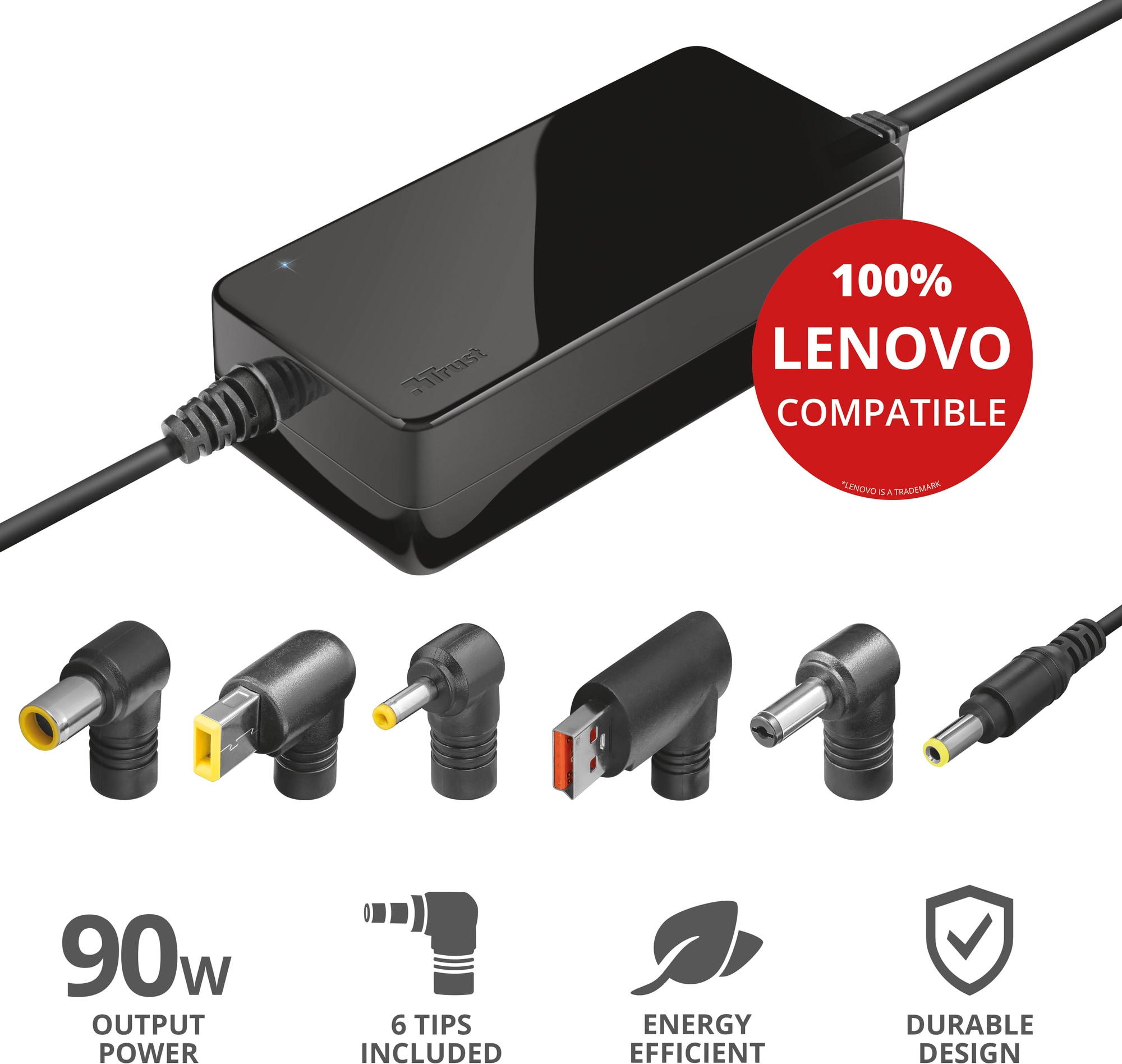Trust Maxo Lenovo 90 Watt oplader til bærbar computer - Kabler og ...