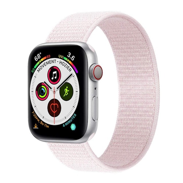 Apple Watch 5 (44mm) Nylon Armbånd - Pearl Pink