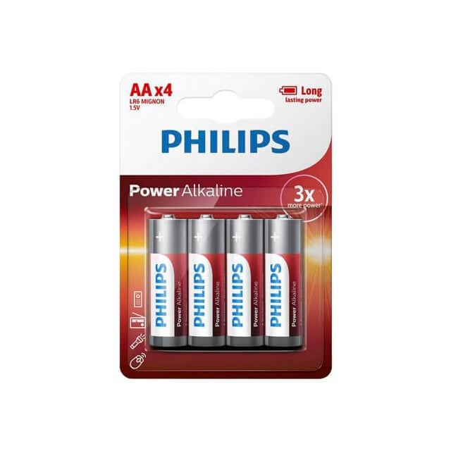 PHILIPS Batteri Alkaliske LR6/AA 4-pak