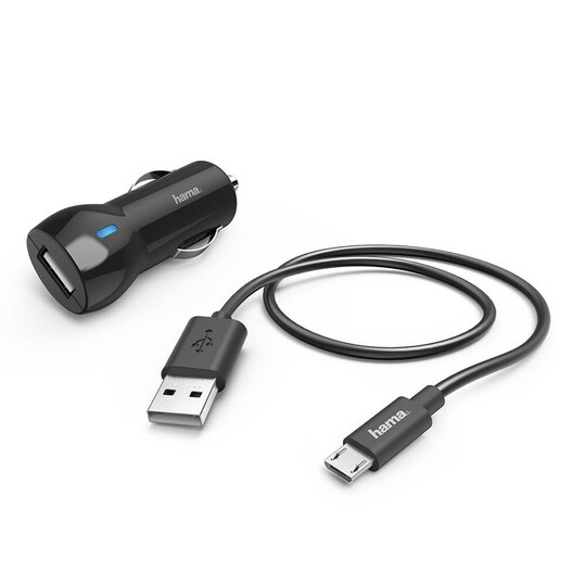 HAMA Lader 12V Micro-USB 2,4A Løst Kabel 1m Sort | Elgiganten