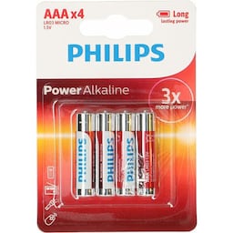 PHILIPS Batteri Alkaliske LR03/AAA 4-pak