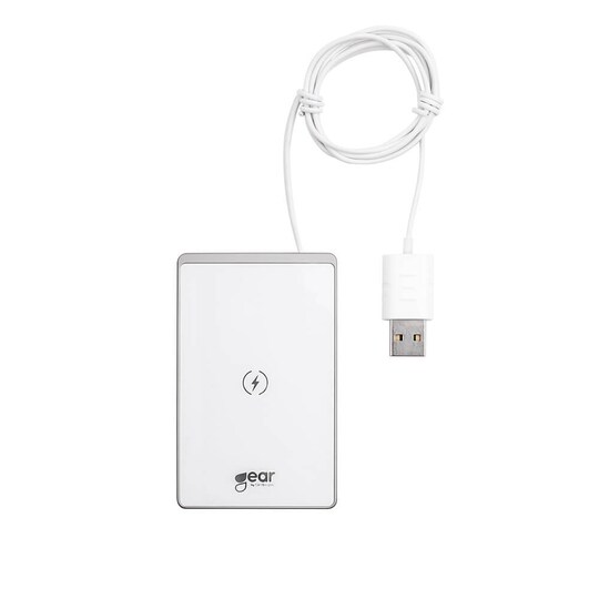 GEAR Trådløs Qi Lader USB 15W 5-9V/2A Hvid Ultra Slim | Elgiganten